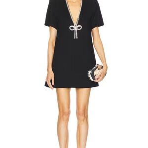 AREA - CRYSTAL BOW V-NECK T-SHIRT DRESS NWT